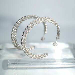 SL00632þBOUCLE GRANDES CREOLES GOURMETTE PAVE