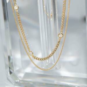 SX01054þCOLLIER DOUBLE BRILLANT PRECIEUSE DORE
