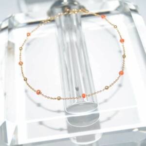 SX01066þCHAINE DE CHEVILLE ROSARIO DORE FLUO ORANGE