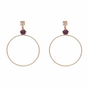 SX01088þBOUCLE CERCLE ROSE SWAROVSKI ROUGE