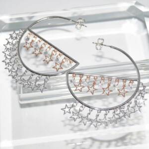 RI01169þBOUCLE CREOLE CHARMS ETOILE BICOLORE