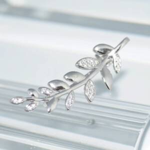 SL01046þBroche Feuilles Zircons