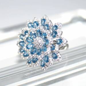 SL01157þBague Fleur Bleu Prestige T54