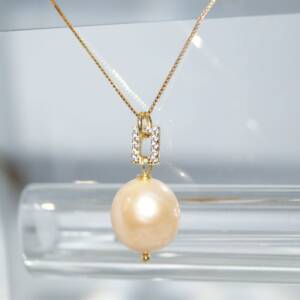 SL01565þCollier Perle Naturelle Orange Dore