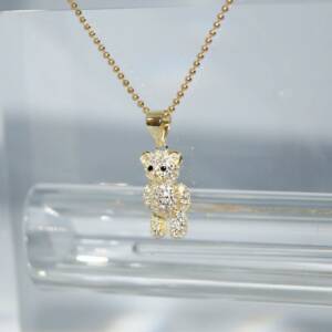 SL01572þCollier Mini Ourson Dore Pave