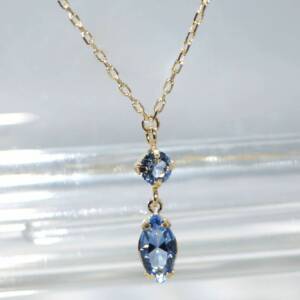 SX01174þCollier Swarovski Bleu Marquise Brillant Dore
