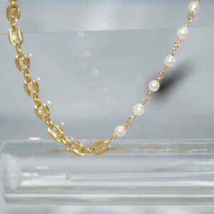 SX01199þCollier Remix Grain De Cafe Mini Perle Dore