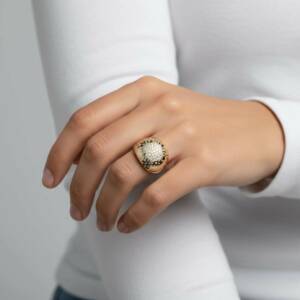 eshop SX01334 Bague Dorée Cabochon Constellation
