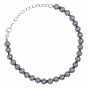 Bracelet Perles de Minuit 5 mm en Argent 925 Rhodié Ce bracelet en argent 925 rhodié se distingue pa