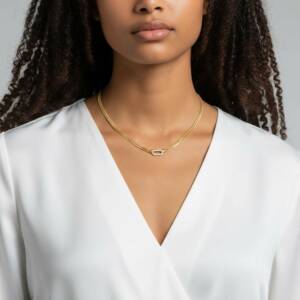 Collier Doré Multi rangs gourmette Ovale Pavé