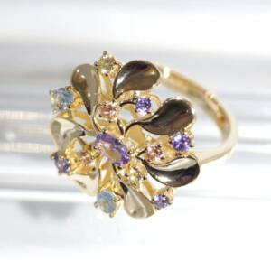 SL01611þBague Florale Dorée Multicolore