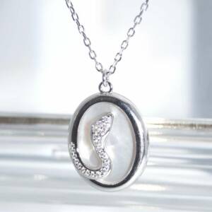 SL01643þCollier Medaillon Nacre Serpent