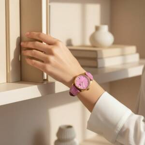 eshop LT00017 Montre Rose cuir dore momento uno