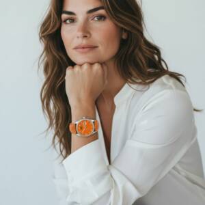 eshop LT00018 Montre Orange Cuir Momento Uno