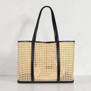 FL00020þSac Cabas en Cuir & Cannage Riviera Noire