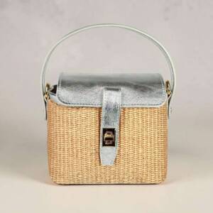 FL00022þSac Cuir & Raphia Ravello Argent