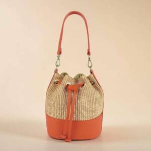 FL00039þSac Bourse Cuir & Raphia Taormina Orange