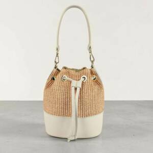 FL00040þSac Bourse Cuir & Raphia Taormina Blanc
