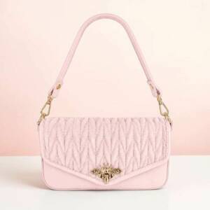 FL00068þSac Pochette Suède & Cuir Abeille Divine Rose
