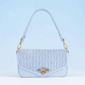 FL00070þSac Pochette Suède & Cuir Abeille Divine Bleu