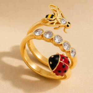 NJ00015þBague Primavera Abeille Coccinelle