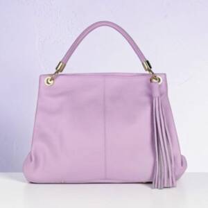 FL00079þSac porté épaule souple à pompon en cuir Made in Italy