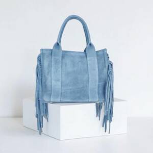 FL00083þSac à main à franges en cuir velours Made in Italy