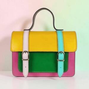 FL00094þSac cartable multicolore à doubles boucles en cuir Made in Italy